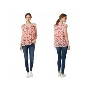 George Girls Pink Ruffle Layered Top with Black Bows Size Xl/xg (14-16)
